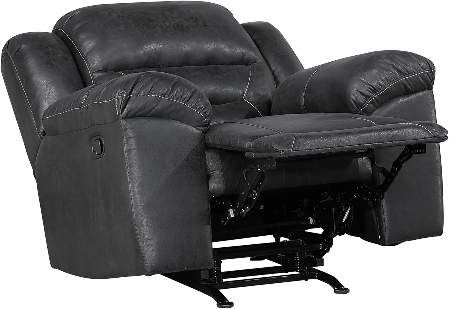 Lexicon Rocker Recliner Chair for Living Room, Wall Hugger Manual Recliner Chairs, Textured Microfiber Upholstered Rocking Reclining Chair, Home Theater Seating, Required Assembly, Black​