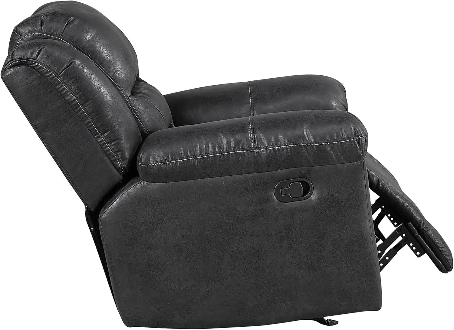 Lexicon Rocker Recliner Chair for Living Room, Wall Hugger Manual Recliner Chairs, Textured Microfiber Upholstered Rocking Reclining Chair, Home Theater Seating, Required Assembly, Black​