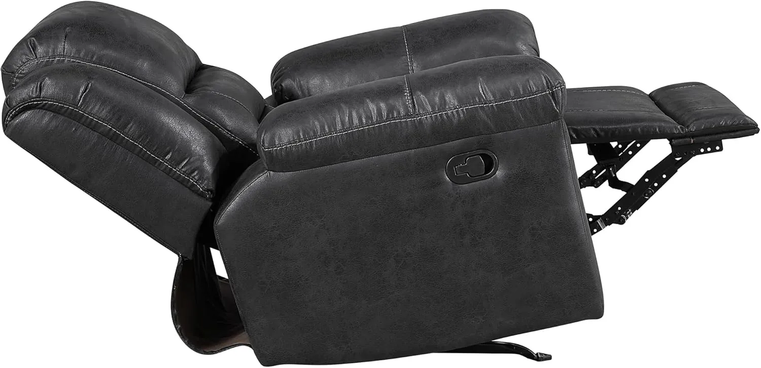 Lexicon Rocker Recliner Chair for Living Room, Wall Hugger Manual Recliner Chairs, Textured Microfiber Upholstered Rocking Reclining Chair, Home Theater Seating, Required Assembly, Black​