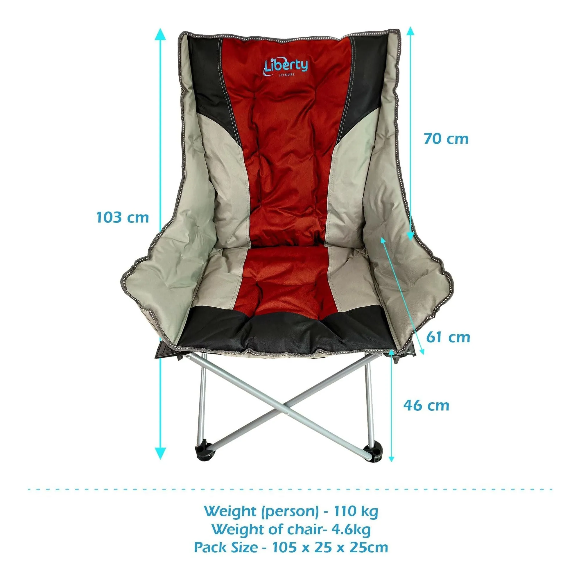 Liberty Red Comfort Camping Chair MDS1203