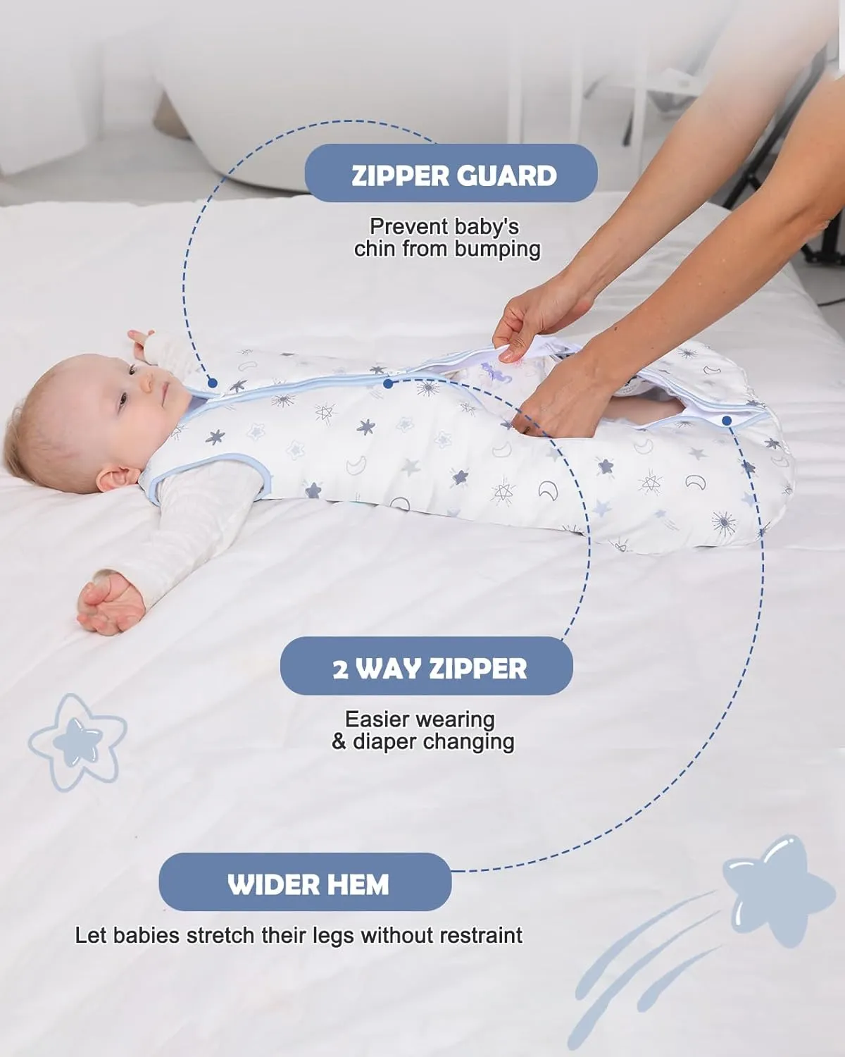 Lictin Baby Sleeping Bag 2.5 TOG, Unisex Winter Baby Sleep Sacks, Sleeveless Swaddle Wearable Blanket with 2-Way Zipper