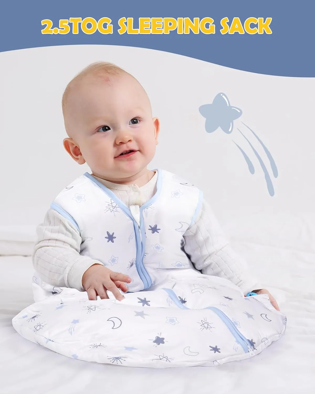 Lictin Baby Sleeping Bag 2.5 TOG, Unisex Winter Baby Sleep Sacks, Sleeveless Swaddle Wearable Blanket with 2-Way Zipper