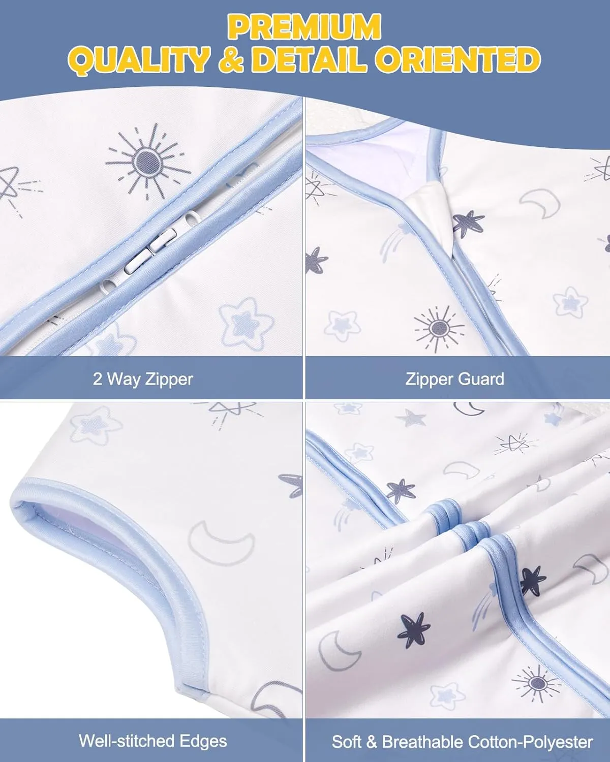 Lictin Baby Sleeping Bag 2.5 TOG, Unisex Winter Baby Sleep Sacks, Sleeveless Swaddle Wearable Blanket with 2-Way Zipper