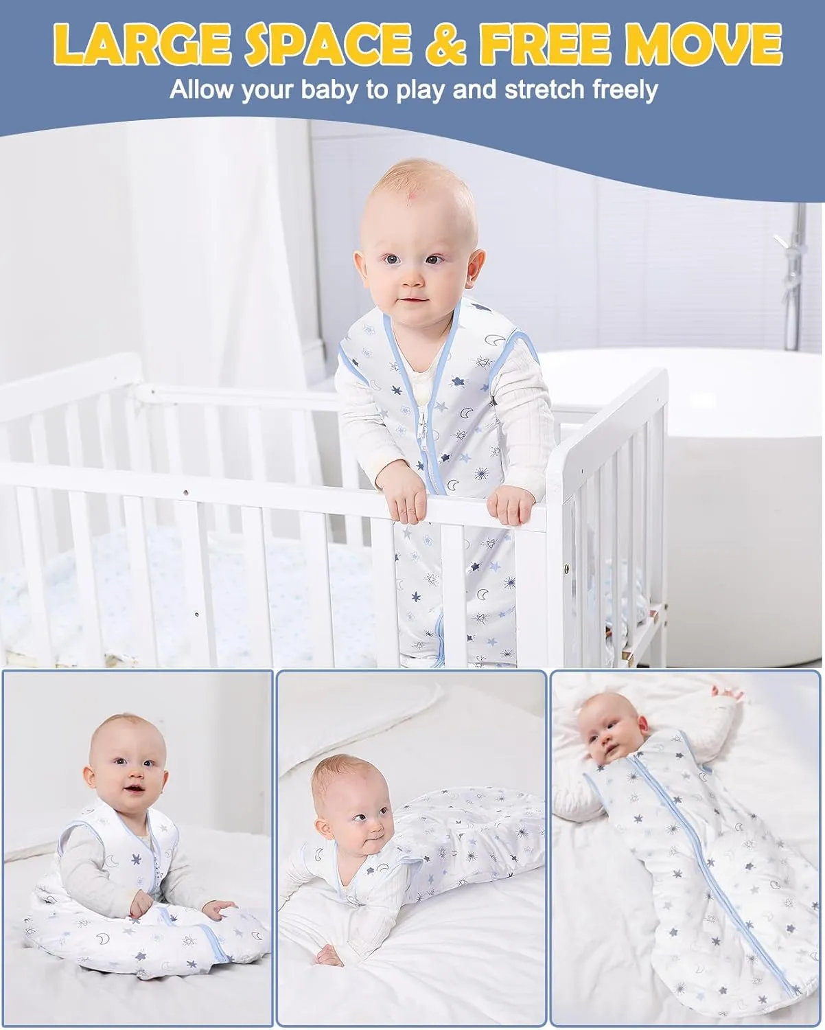 Lictin Baby Sleeping Bag 2.5 TOG, Unisex Winter Baby Sleep Sacks, Sleeveless Swaddle Wearable Blanket with 2-Way Zipper