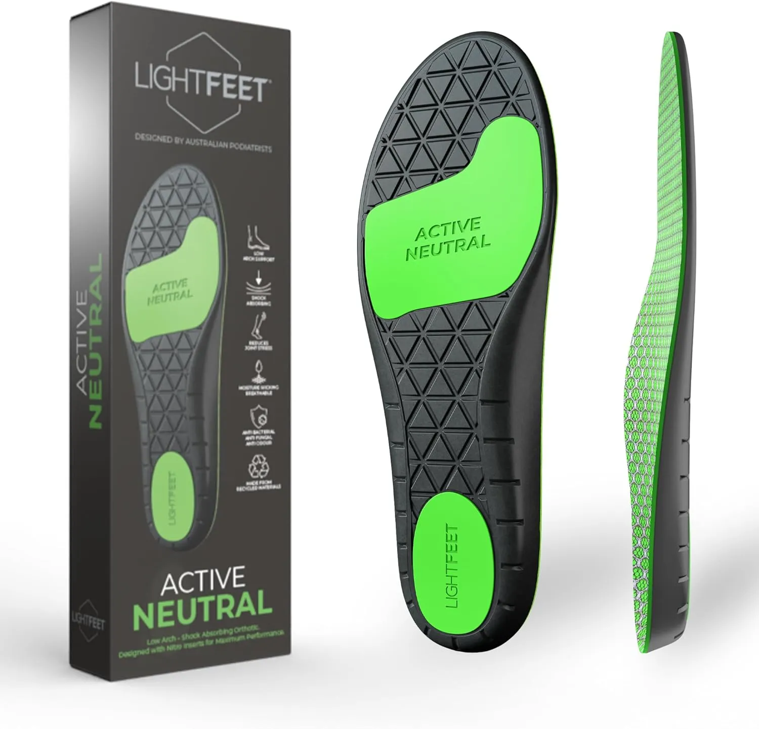 LightFeet Active Neutral Insoles: Elevate Performance with Australian Podiatrist Designed Rebound Insoles | Energy Return Foam Reduces Impact Shock & boosts Muscle Efficiency – S