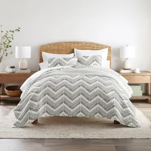 Linen Market Quilt Coverlet Set All Season Patterned Reversible Microfiber Ultra Soft Bedding in Painted Chevron - Twin/TwinXL Painted Chevron Light Gray