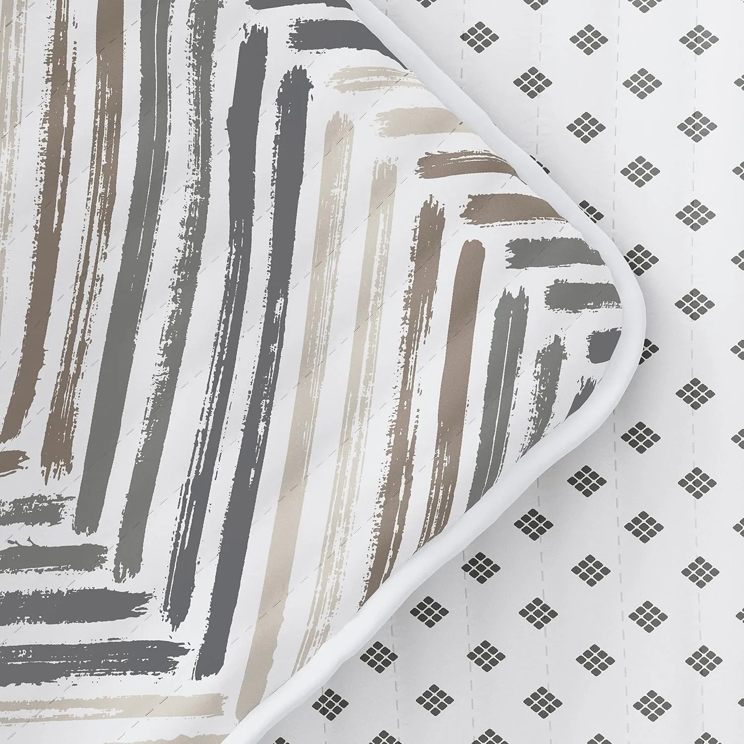 Linen Market Quilt Coverlet Set All Season Patterned Reversible Microfiber Ultra Soft Bedding in Painted Chevron - Twin/TwinXL Painted Chevron Light Gray