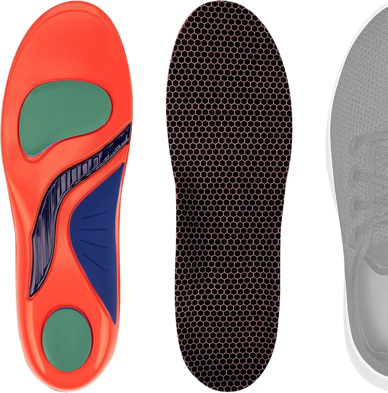 Linkidea 2 Pairs Arch Support Shoe Insoles Compatible with Allbirds Tree Runner, Wool Runner, AB00FU, Replacement Shoe Inserts, Shock Absorption Cushion (US Men 5.5-6.5/Women 7-8)