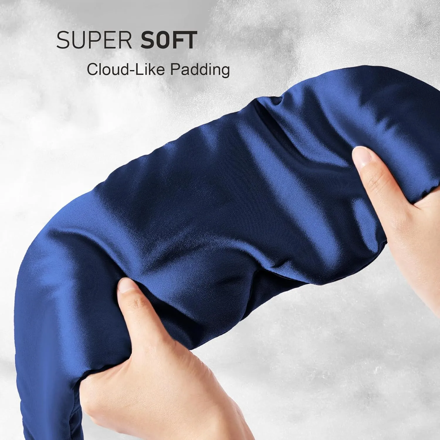 LitBear Silk Sleep Mask for Side Sleeper, Eye Mask Sleeping for Women Men 100% 22 Momme Pure Mulberry Silk, Face-Hugging Padded Silk Eye Cover for Sleeping with Adjustable Band (Midnight Blue)