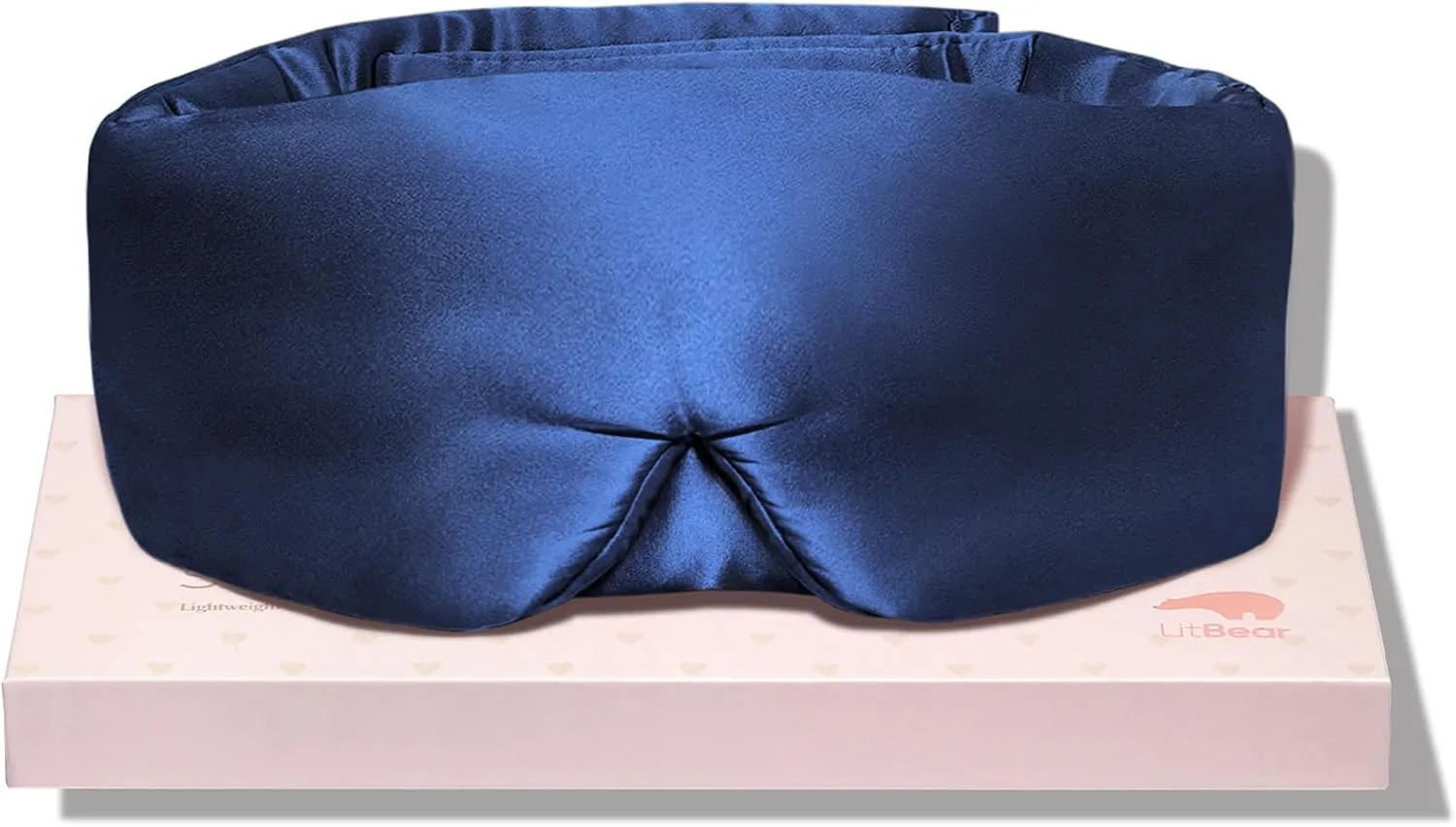 LitBear Silk Sleep Mask for Side Sleeper, Eye Mask Sleeping for Women Men 100% 22 Momme Pure Mulberry Silk, Face-Hugging Padded Silk Eye Cover for Sleeping with Adjustable Band (Midnight Blue)