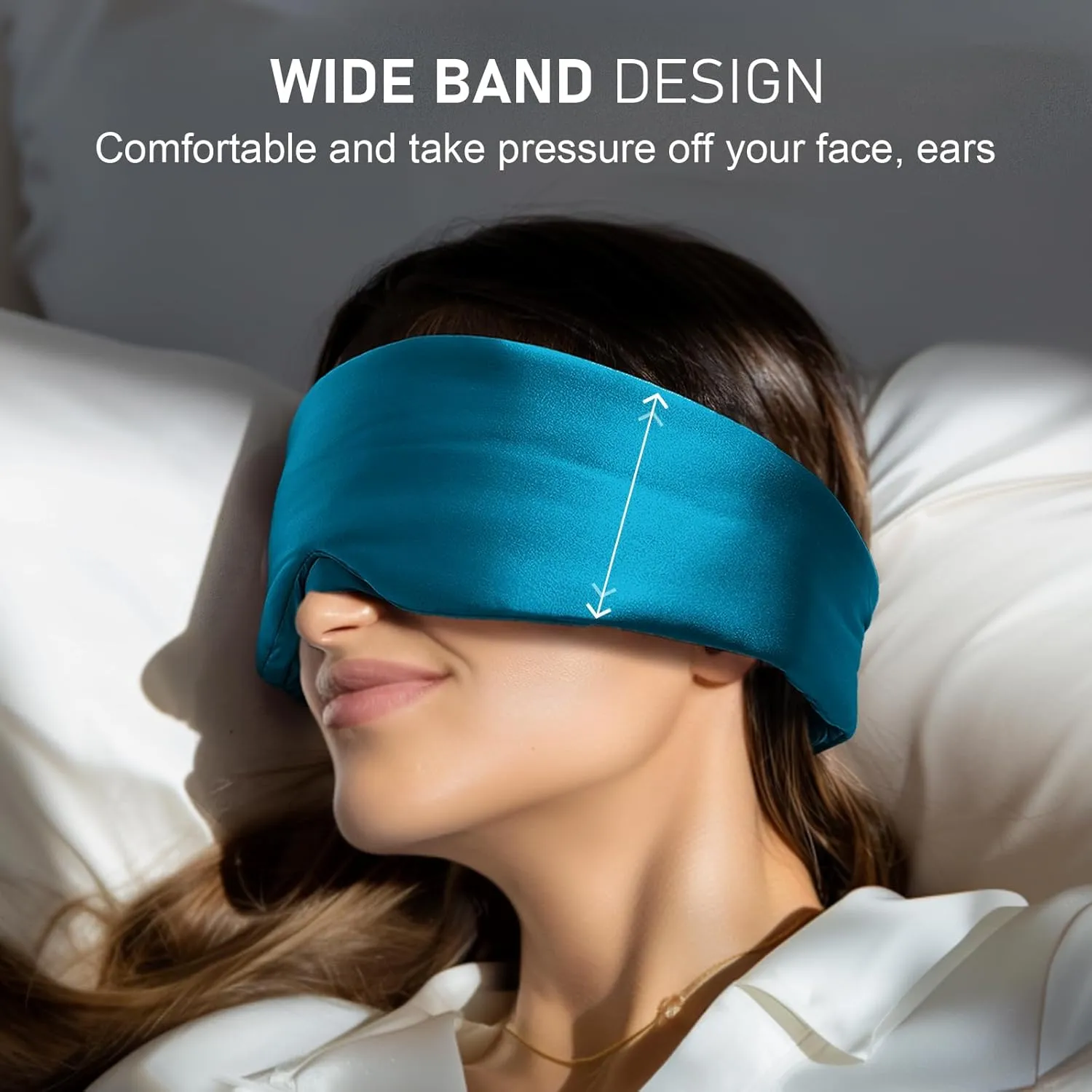 LitBear Silk Sleep Mask for Side Sleeper, Eye Mask Sleeping for Women Men 100% 22 Momme Pure Mulberry Silk, Face-Hugging Padded Silk Eye Cover for Sleeping with Adjustable Band (Peacock Blue)