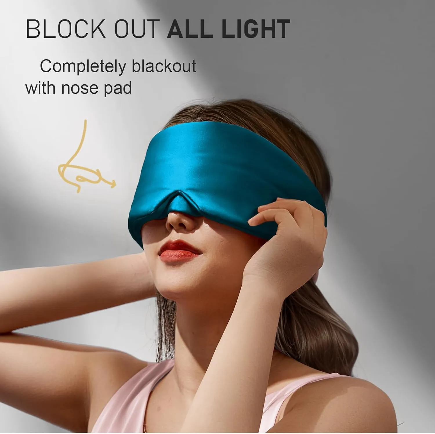 LitBear Silk Sleep Mask for Side Sleeper, Eye Mask Sleeping for Women Men 100% 22 Momme Pure Mulberry Silk, Face-Hugging Padded Silk Eye Cover for Sleeping with Adjustable Band (Peacock Blue)