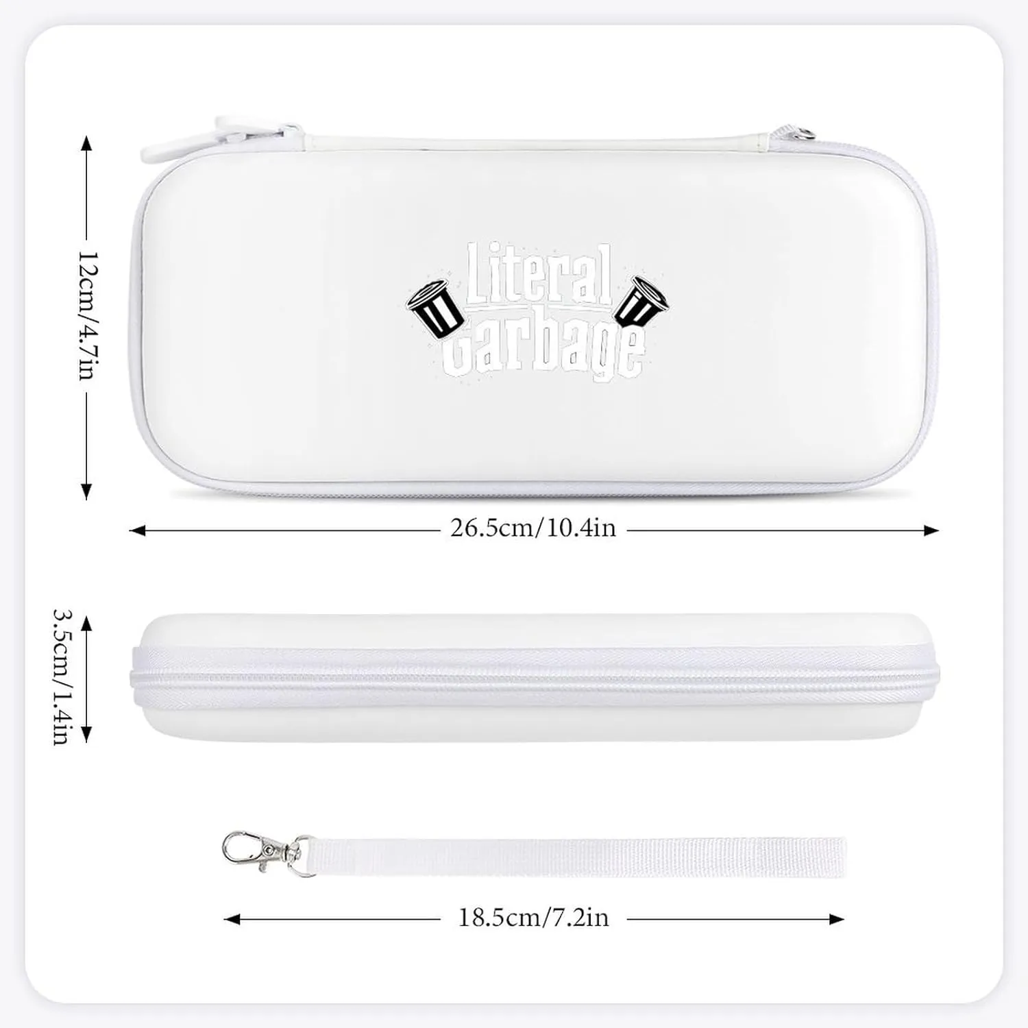 Literal Garbage Hard Shell Travel Case with Rope 15 Game Card Pockets Compatible with Switch Protective