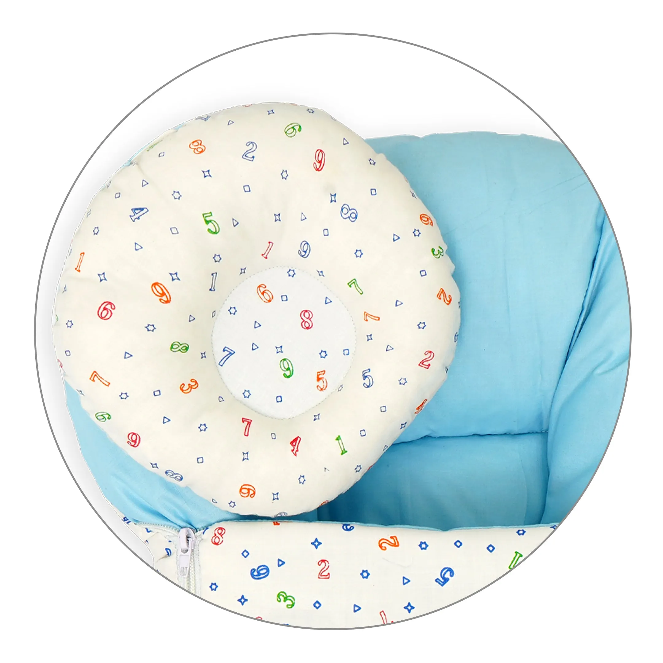 Little One Baby 4 Pcs Sleeping Set Printed Blue