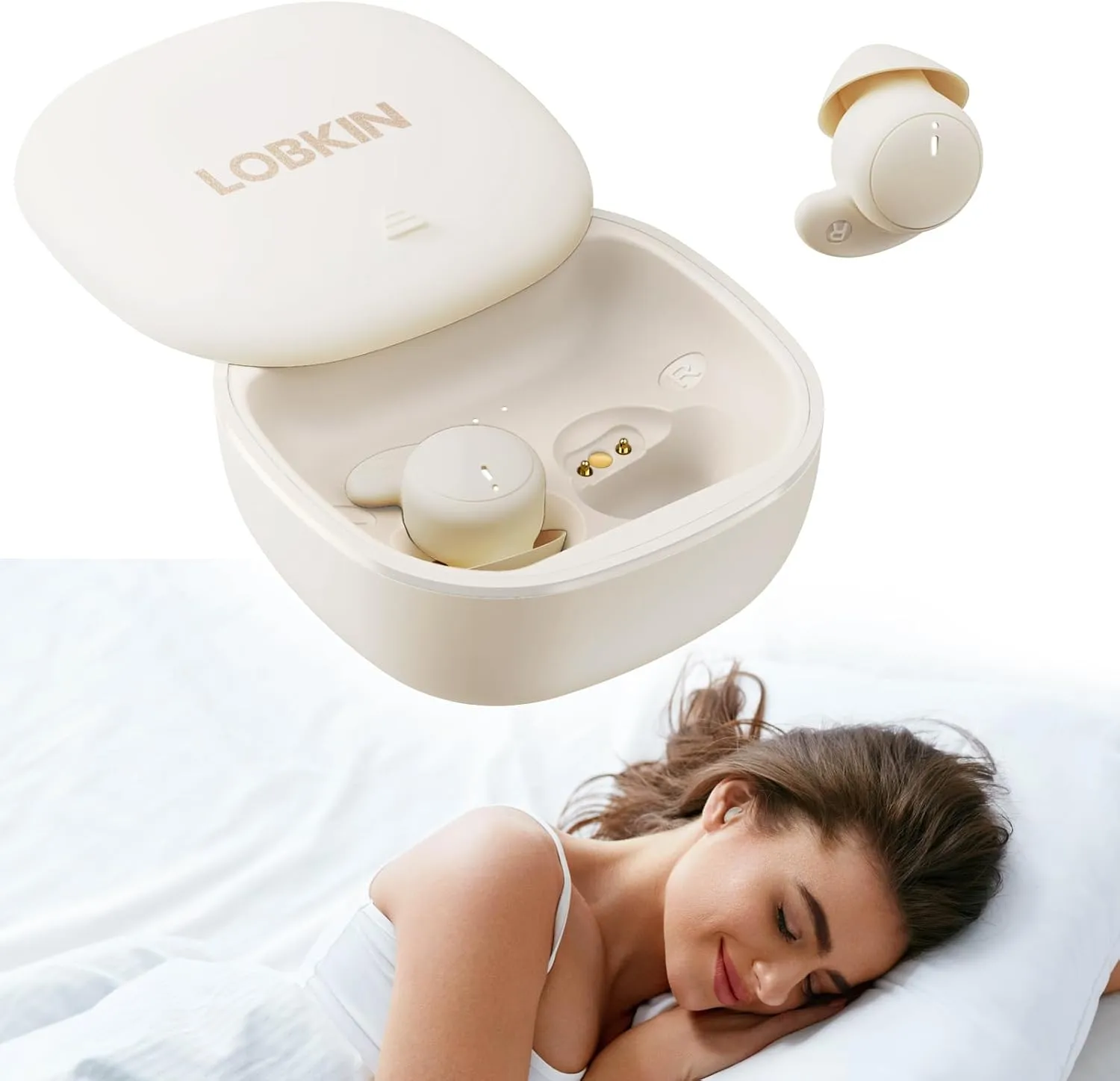 LOBKIN Sleep Headphones,Wireless Bluetooth 5.4 Noise Blocking Sleeping Headphones,Sleep Earbuds for Side Sleepers in-Ear Soft Mini Invisible Buds for Sleeping Working