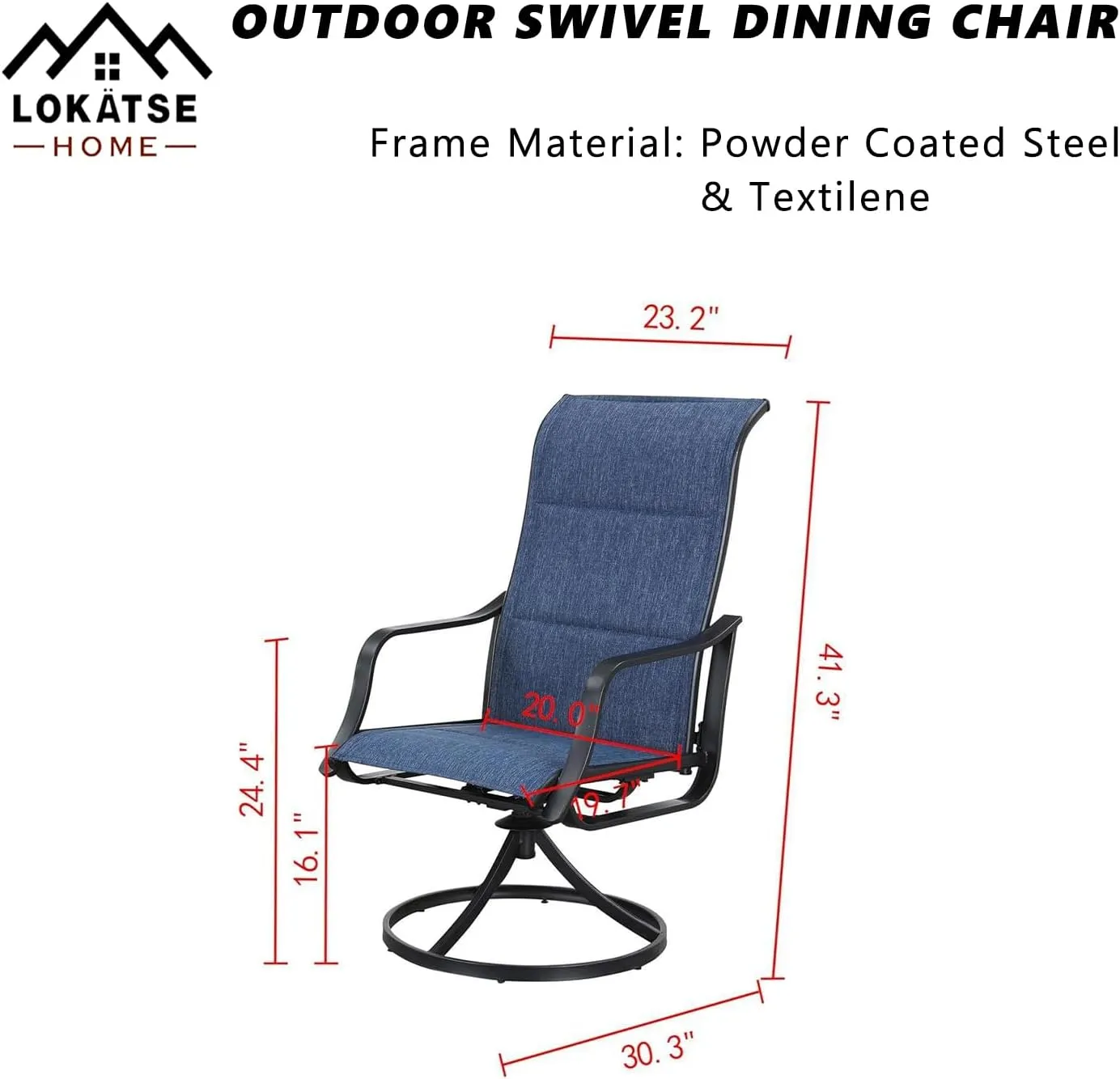 LOKATSE HOME 6 PCS Outdoor Patio Swivel Dining Set with Textilene High Back for Backyard Deck Lawn and Garden