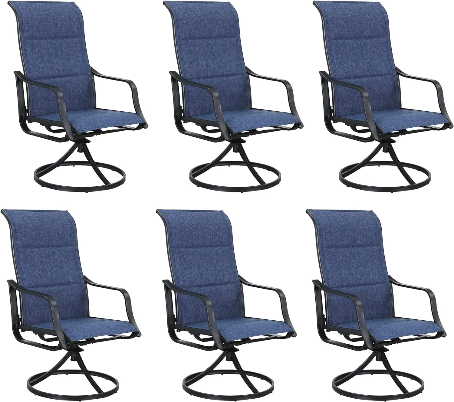 LOKATSE HOME 6 PCS Outdoor Patio Swivel Dining Set with Textilene High Back for Backyard Deck Lawn and Garden