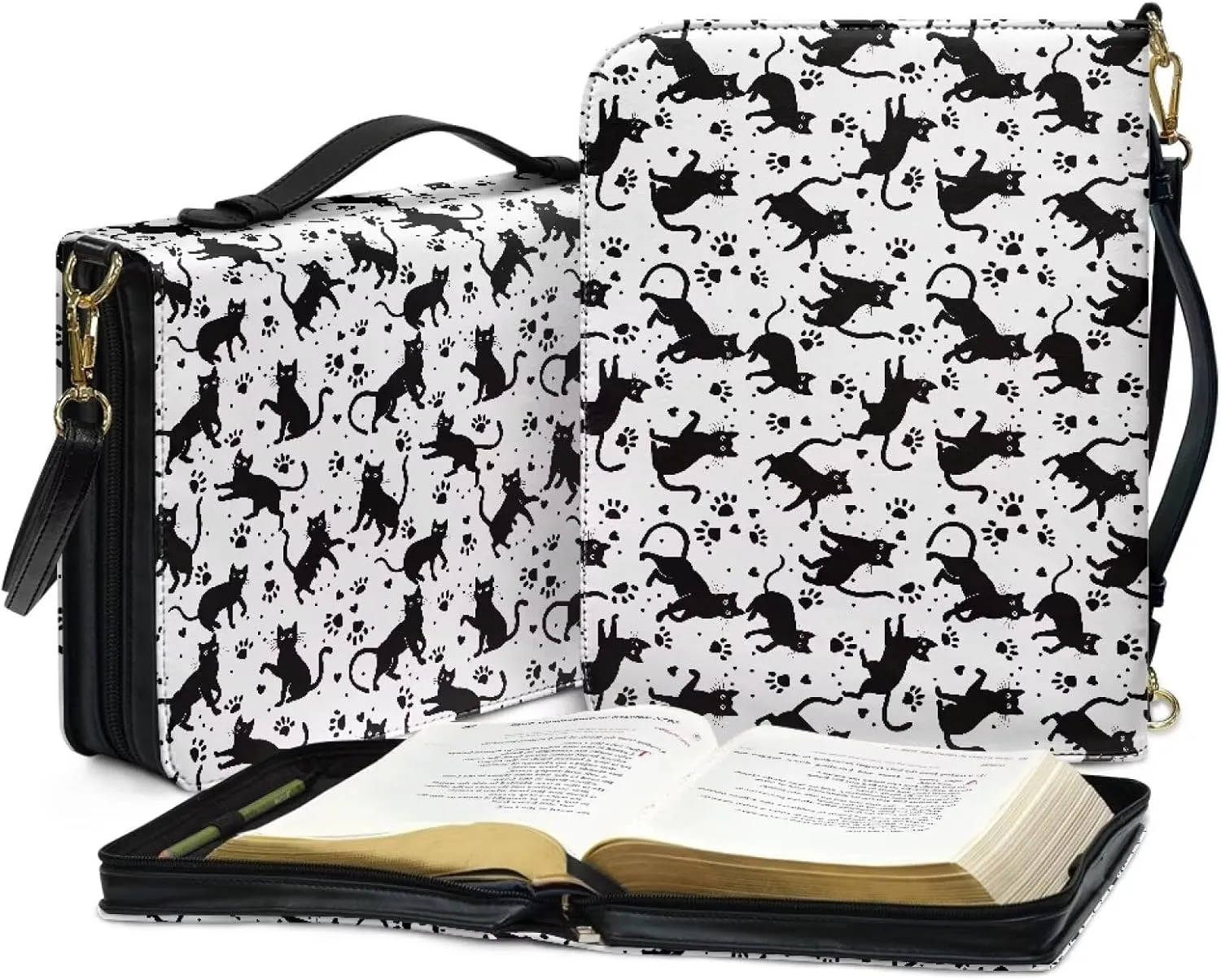 Lotusorchid Bible Cover Bag for Women, Men Bible Accessories with Handle, Bible Carrier Tote with Detachable Shoulder Strap