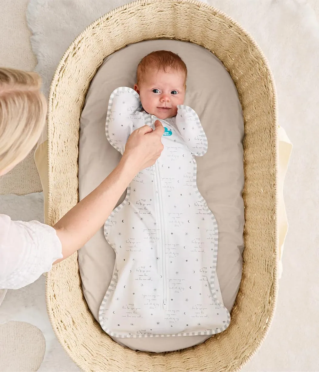 Love to Dream Swaddle Up, Arms Up Position, Light and Ultra Breathable Cotton, Versatile Wearable Blanket Spring, Summer, Sleep Bag - 0.2TOG, 5-8.5lbs, You are My White
