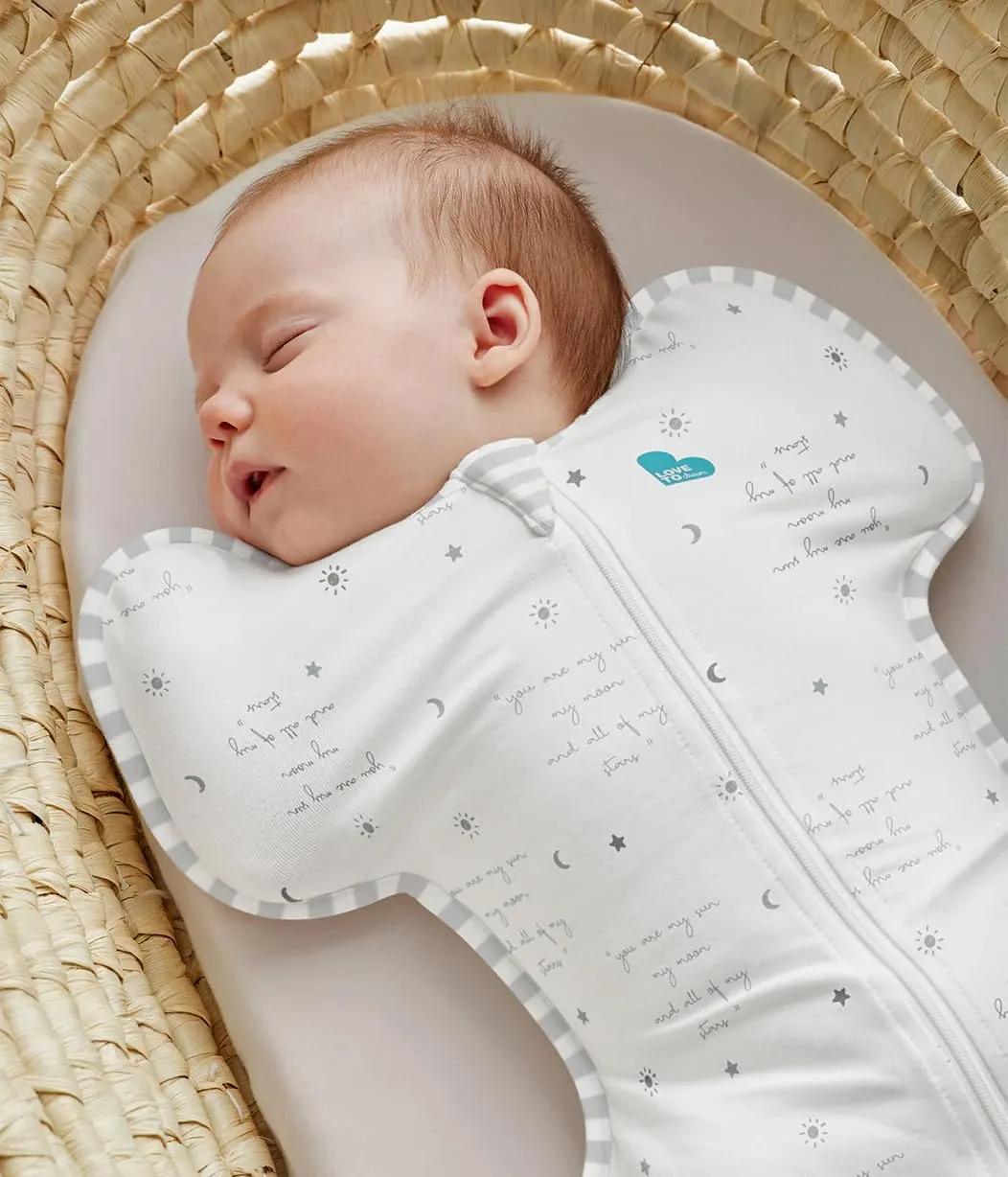 Love to Dream Swaddle Up, Arms Up Position, Light and Ultra Breathable Cotton, Versatile Wearable Blanket Spring, Summer, Sleep Bag - 0.2TOG, 5-8.5lbs, You are My White