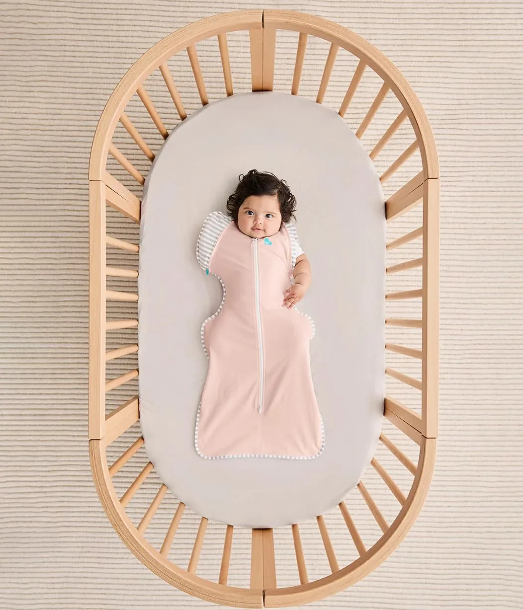 Love to Dream Swaddle Up Transition Bag - Arms Up Position - Light and Ultra Breathable Cotton - Twin Zip - Zip Off Wings - Spring, Summer - Sleep Bag - 0.2TOG - Light Pink, Medium (6-8.5kg)