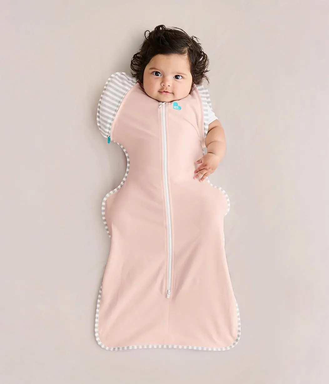Love to Dream Swaddle Up Transition Bag - Arms Up Position - Light and Ultra Breathable Cotton - Twin Zip - Zip Off Wings - Spring, Summer - Sleep Bag - 0.2TOG - Light Pink, Medium (6-8.5kg)