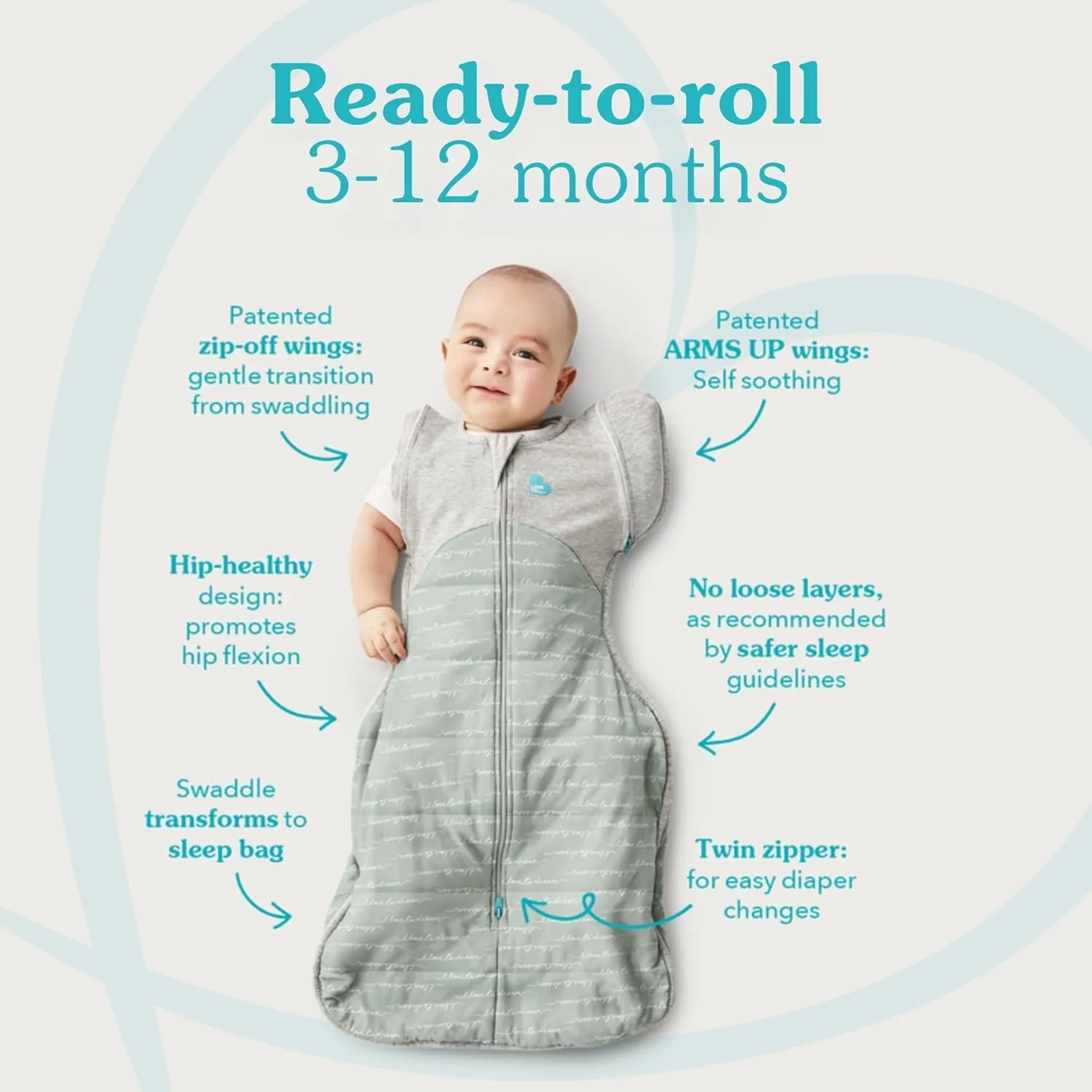 Love to Dream Swaddle UP Transition Bag, Luxuriously Silky Soft Viscose from Bamboo, Baby Sleep Sack, Patented Zip-Off Wings, Snug Fit Helps Calm Startle Reflex, 1.0TOG, Large 19-24 lbs, Cream