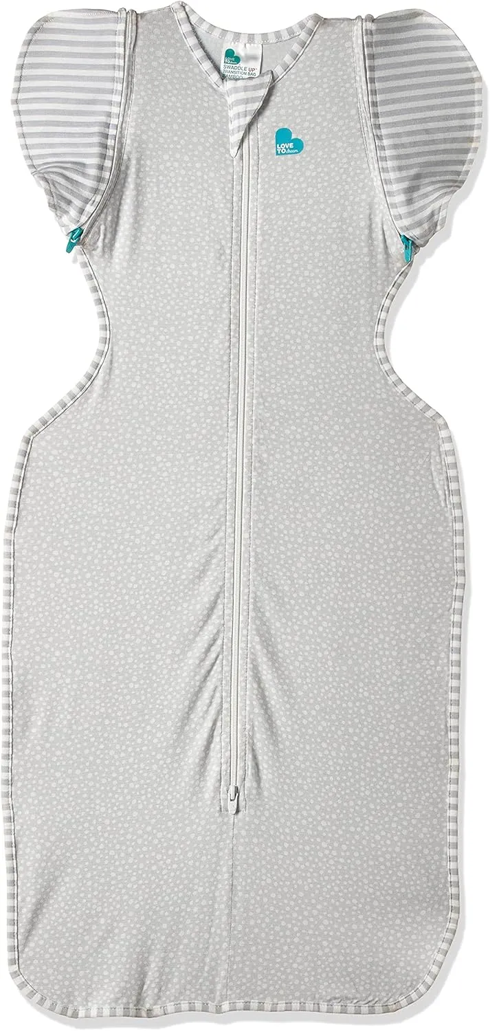Love to Dream Swaddle UP Transition Bag, Luxuriously Silky Soft Viscose from Bamboo, Baby Sleep Sack, Patented Zip-Off Wings, Snug Fit Helps Calm Startle Reflex, 1.0TOG, Large 19-24lbs, Dot Gray