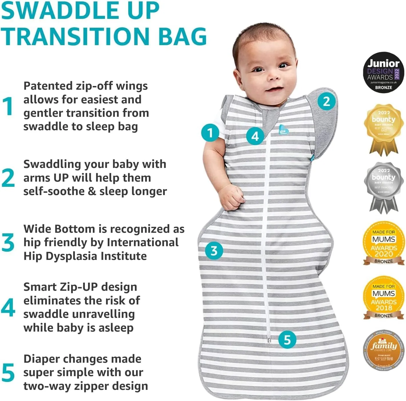 Love to Dream Swaddle UP Transition Bag, Silky-Lux, Super Soft Luxurious 100% Viscose from Bamboo, Lite 0.2TOG Cream Superstar, Medium, 13-19lbs