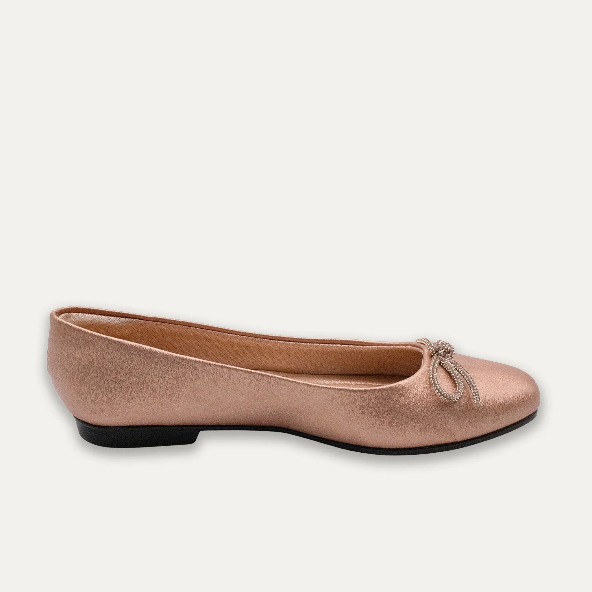 Lucia Metallic Rose Bow Ballet Flats
