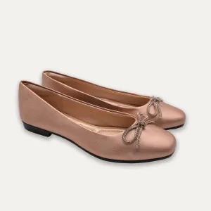 Lucia Metallic Rose Bow Ballet Flats