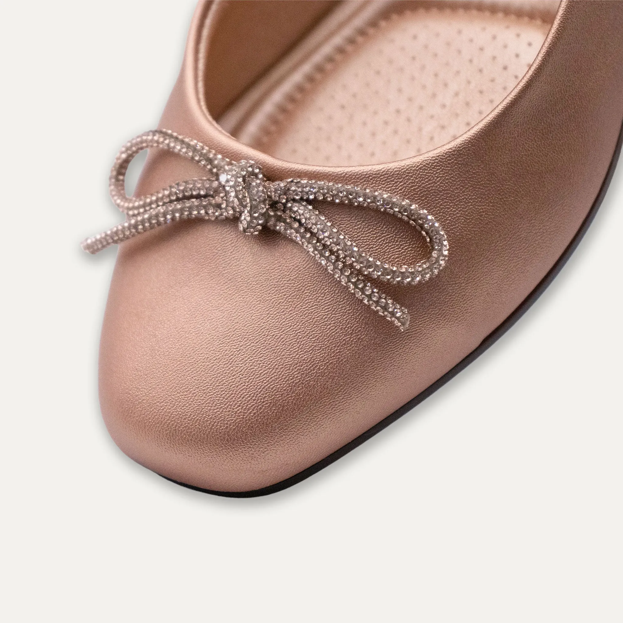 Lucia Metallic Rose Bow Ballet Flats