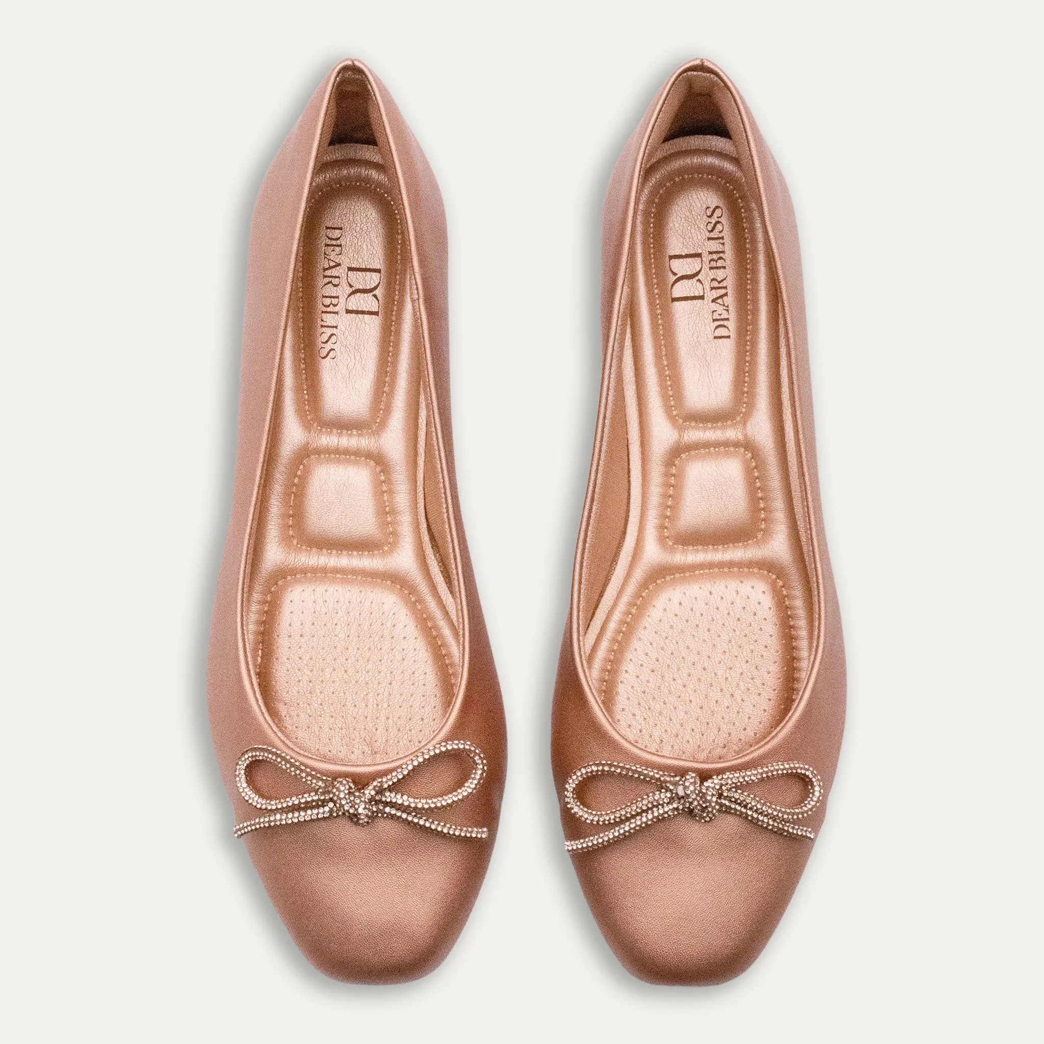 Lucia Metallic Rose Bow Ballet Flats