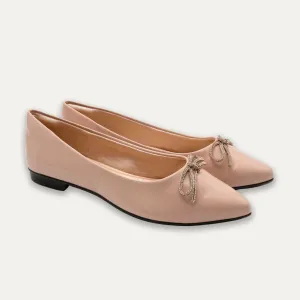 Luciana Crystal Bow Pele Pointed Toe Flats