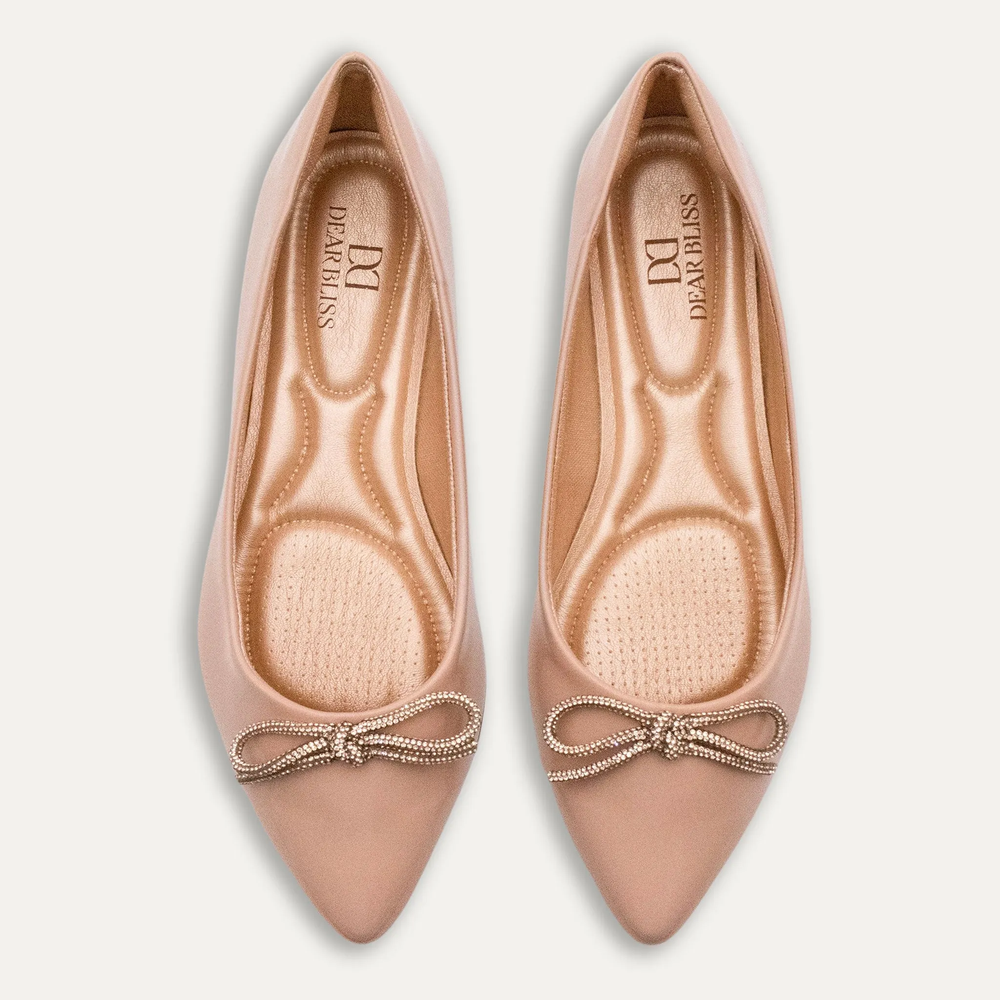 Luciana Crystal Bow Pele Pointed Toe Flats