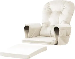 Lucky Monet 5Pcs Glider Rocker Replacement Cushions - Velvet Glider Cushions Replacement Set with Side Storage Pockets, Thick Glider Chair Cushions Washable & Non Slip, Cushion ONLY - Beige