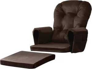 Lucky Monet 5Pcs Glider Rocker Replacement Cushions - Velvet Glider Cushions Replacement Set with Side Storage Pockets, Thick Glider Chair Cushions Washable & Non Slip, Cushion ONLY - Brown