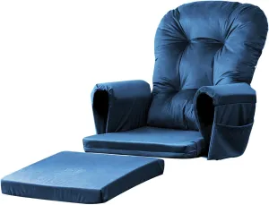 Lucky Monet 5Pcs Glider Rocker Replacement Cushions - Velvet Glider Cushions Replacement Set with Side Storage Pockets, Thick Glider Chair Cushions Washable & Non Slip, Cushion ONLY - Dark Blue
