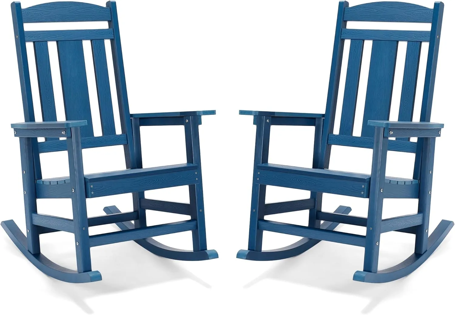 LUE BONA Outdoor Rocking Chairs Set of 2, Weather Resistant Poly Plastic Rocker Chairs, 350lb Heavy Duty, Oversized Porch Rocker for Adult, High Back Smooth Rocking Chairs for Outdoor & Indoor, Blue