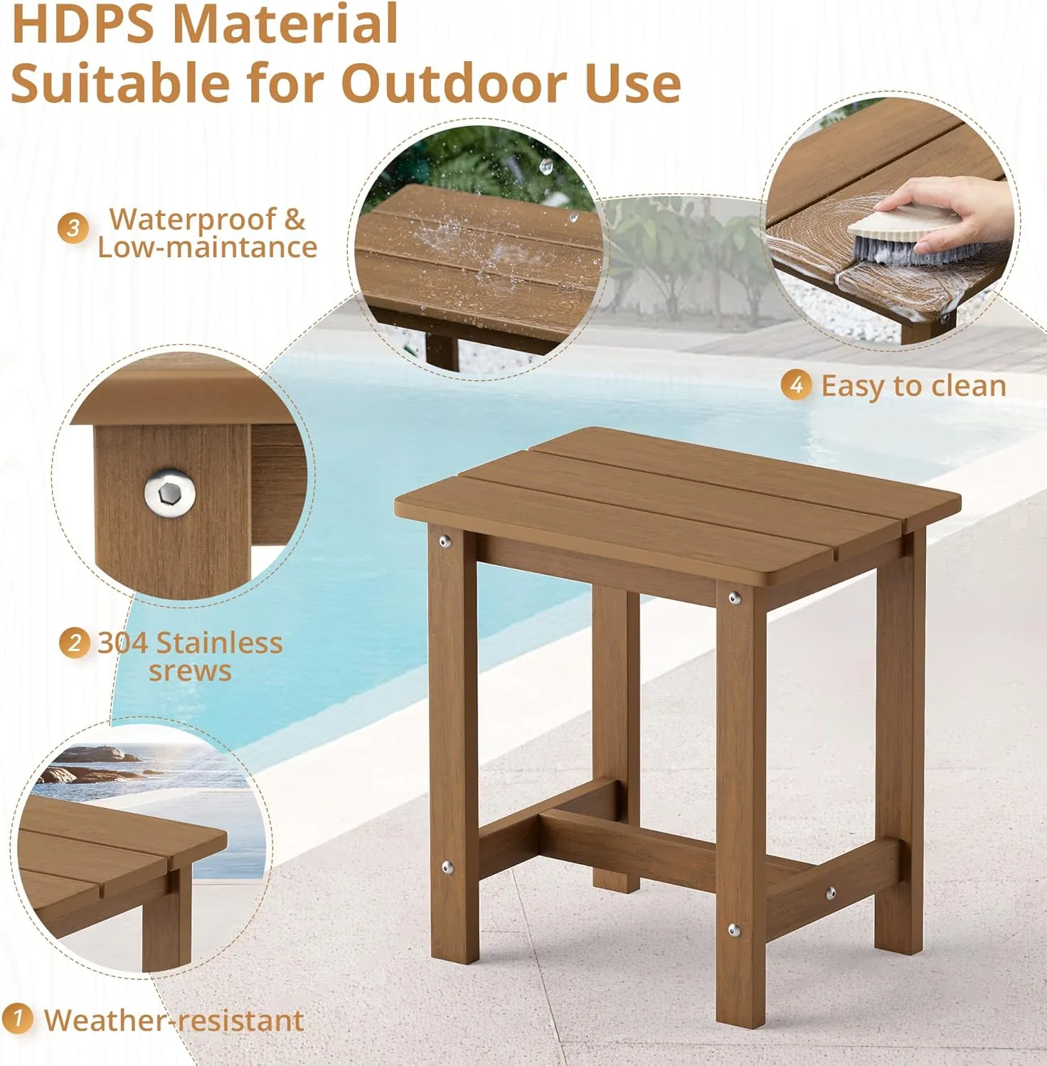 LUE BONA Outdoor Rocking Chairs Set of 3, 2 Chairs & 1 Table HDPS Poly Rocking Chair, All Weather Resistant, Heavy Duty Rocker Chair for Patio, Lawn, Garden, 300LBS, Brown-Oil Printed
