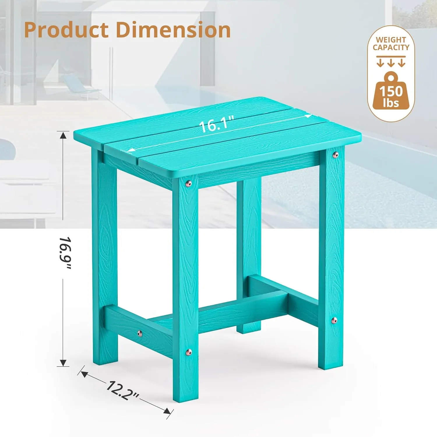 LUE BONA Outdoor Rocking Chairs Set of 3, 2 Chairs & 1 Table HDPS Poly Rocking Chair, All Weather Resistant, Heavy Duty Rocker Chair for Patio, Lawn, Garden, 300LBS,Aruba Blue
