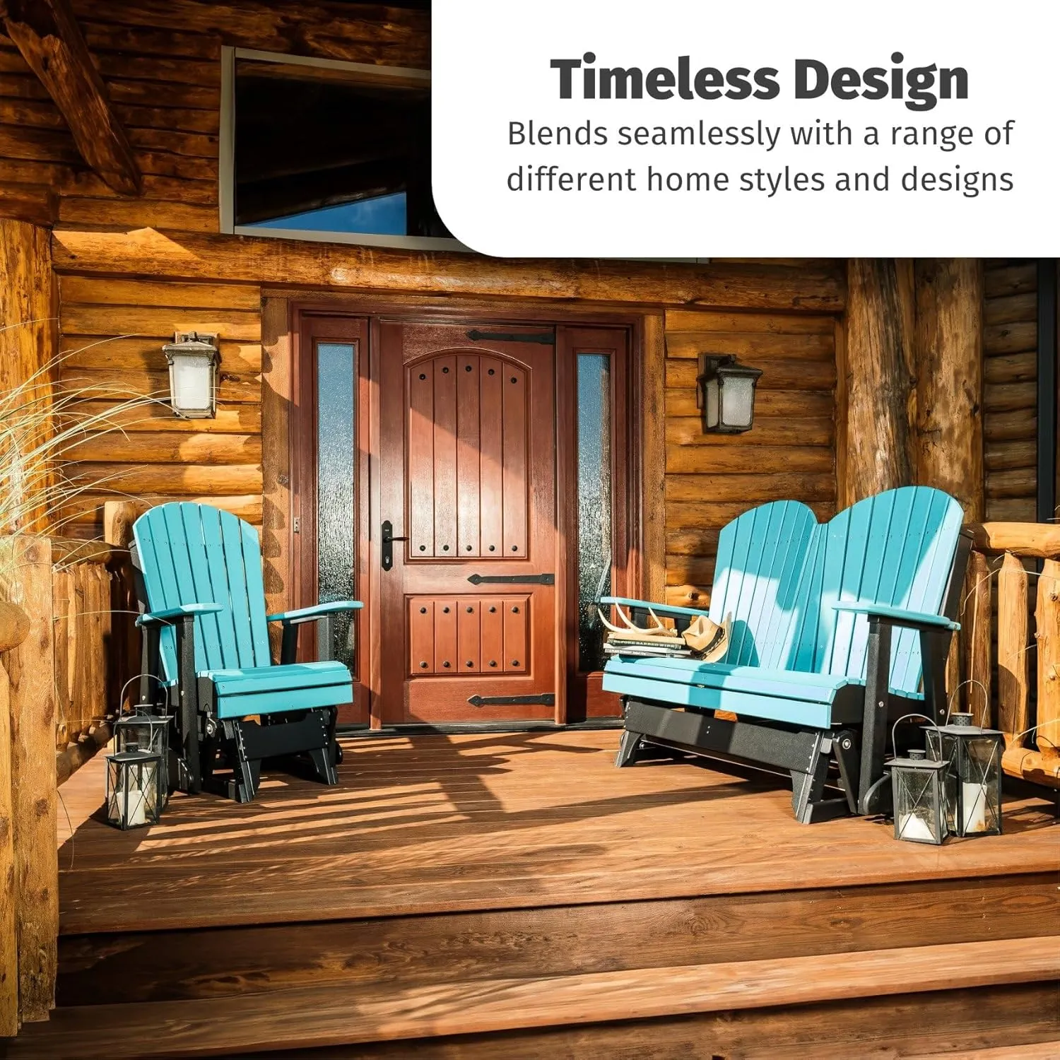 LuxCraft 2' Adirondack Glider Chair - Available in 20 Colors,Aruba Blue and Black