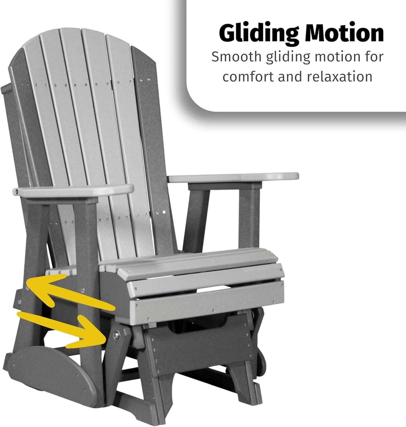 LuxCraft 2' Adirondack Glider Chair, Outdoor Glider Chair, Outdoor Glider Rocking Chair, Patio Glider Chair (Antique Mahogany & Black)