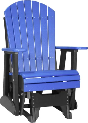 LuxCraft 2' Adirondack Glider Chair, Outdoor Patio Rocking Glider, Gliding Rocker for Outside (Blue & Black)