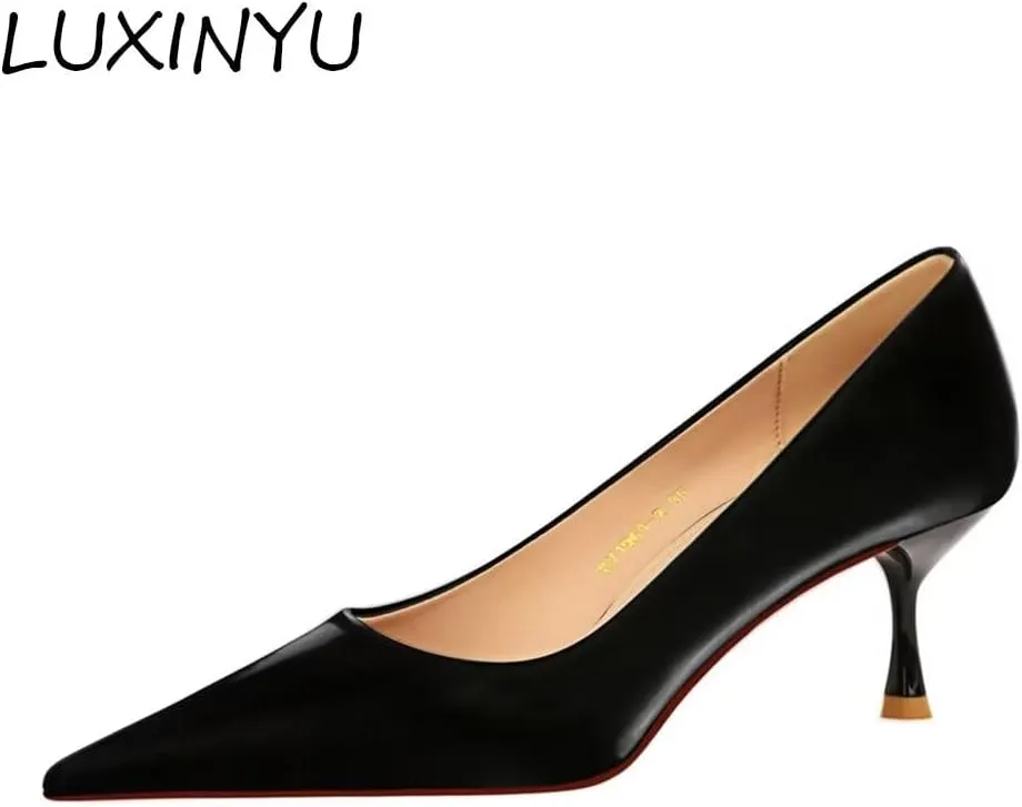 LUXINYU Women Pointed Toe Heels Fashion Sexy Party Dress Shoes Stiletto Comfort Kitten Heel Work Shoes Office Ladies Pumps