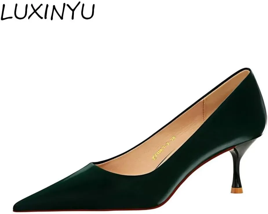 LUXINYU Women Pointed Toe Heels Fashion Sexy Party Dress Shoes Stiletto Comfort Kitten Heel Work Shoes Office Ladies Pumps