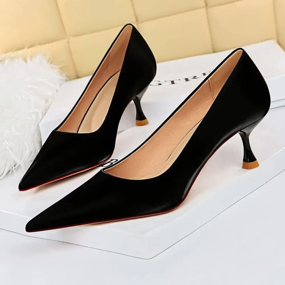 LUXINYU Women Pointed Toe Heels Fashion Sexy Party Dress Shoes Stiletto Comfort Kitten Heel Work Shoes Office Ladies Pumps
