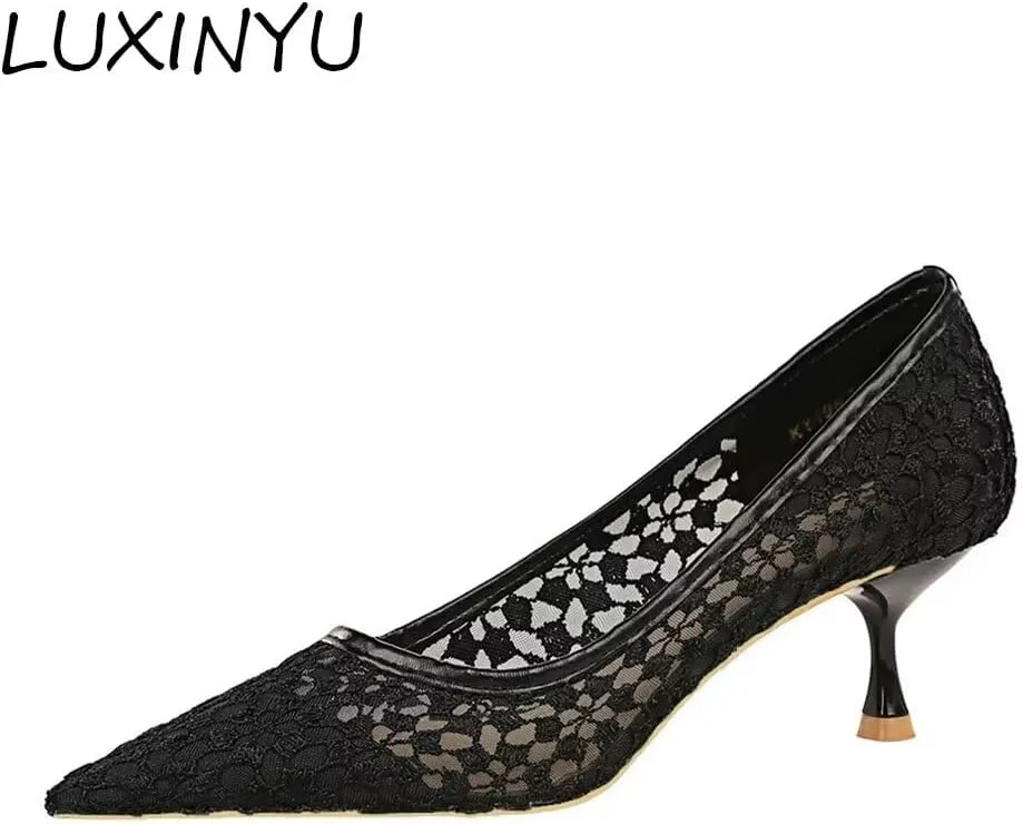 LUXINYU Women Pointed Toe Heels Fashion Sexy Party Dress Shoes Stiletto Comfort Kitten Heel Work Shoes Office Ladies Pumps