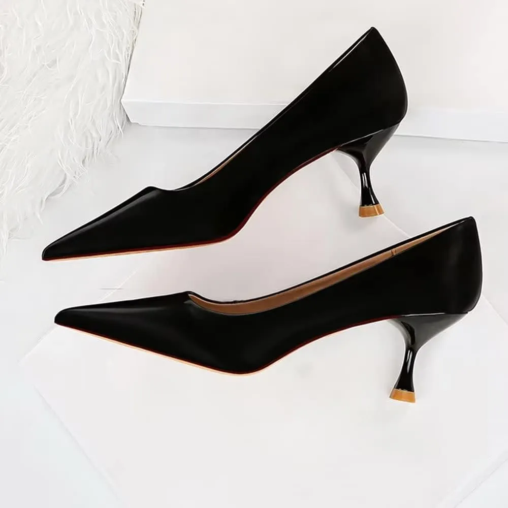 LUXINYU Women Pointed Toe Heels Fashion Sexy Party Dress Shoes Stiletto Comfort Kitten Heel Work Shoes Office Ladies Pumps
