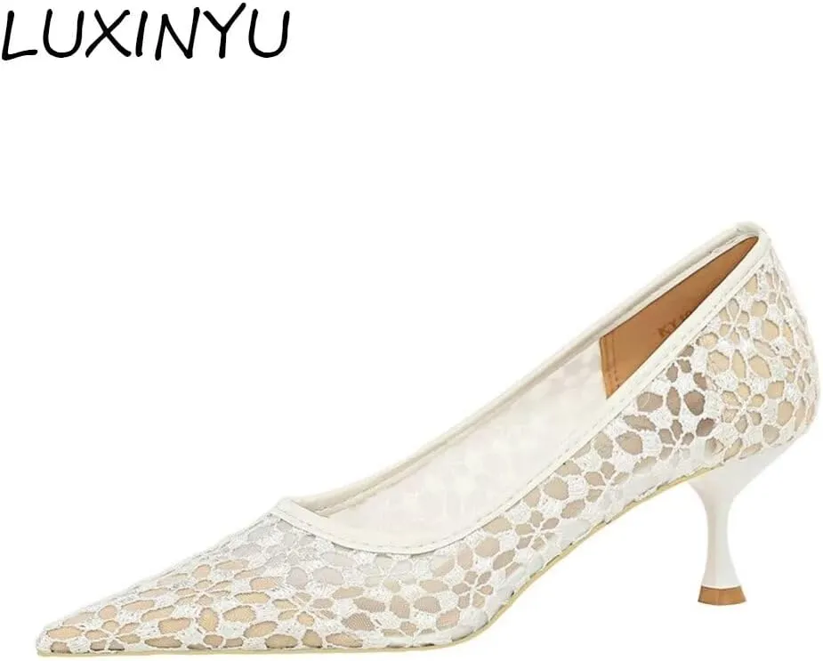LUXINYU Women Pointed Toe Heels Fashion Sexy Party Dress Shoes Stiletto Comfort Kitten Heel Work Shoes Office Ladies Pumps